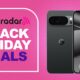 Google Pixel 10 Pro on a pink background. Text reads: TechRadar Black Friday Deals