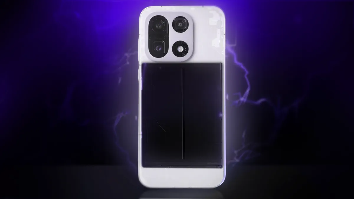 A OnePlus 15 with part of its back removed showing its internal battery