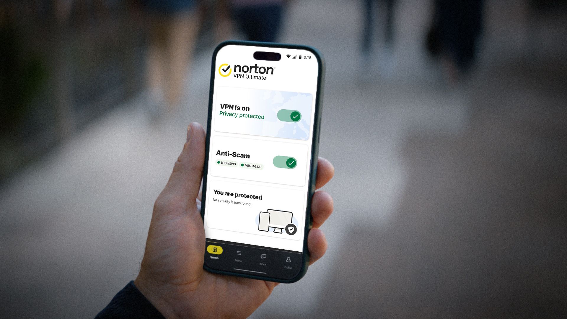 Norton VPN Ultimate showing on a smartphone screen