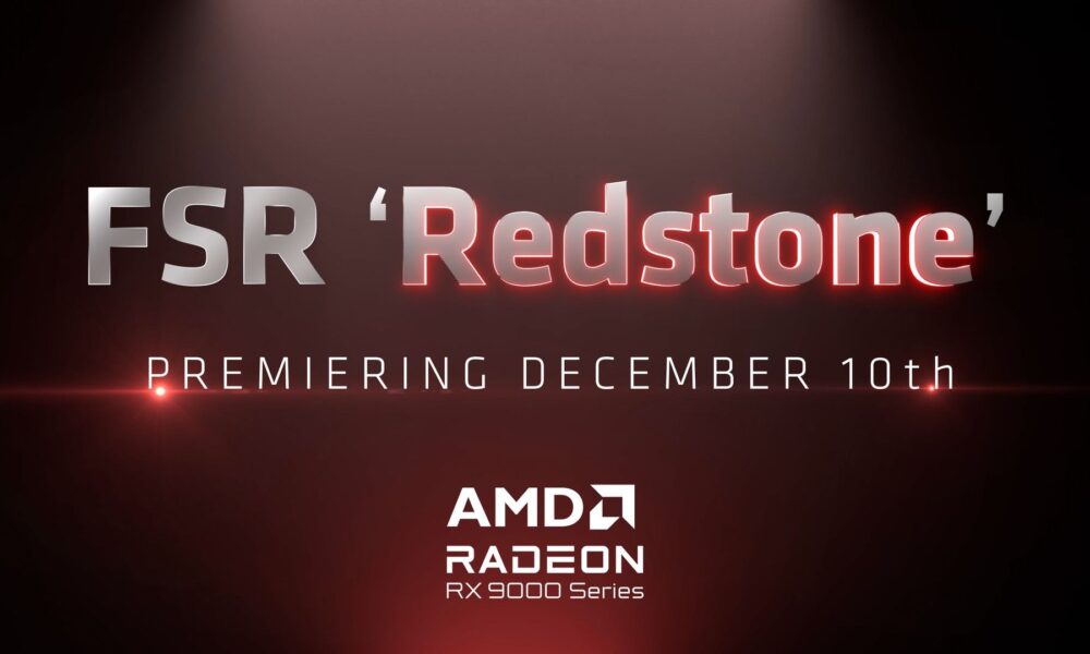 The FSR Redstone logo, and its launch date of December 10th.