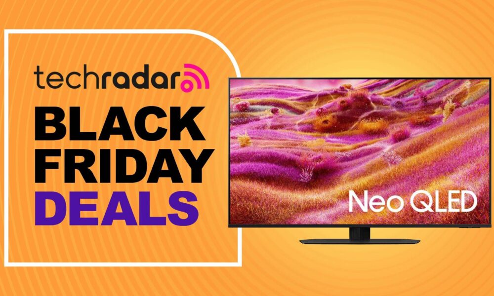 Samsung QN90F on orange background