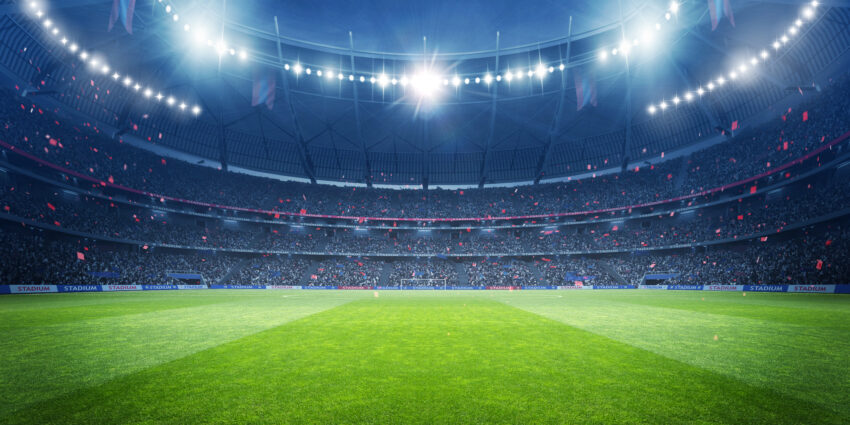 Football,Stadium,At,Night.,An,Imaginary,Stadium,Is,Modelled,And
