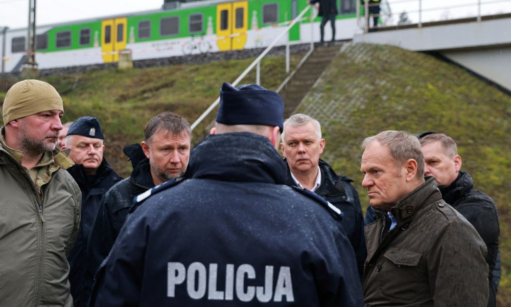 Donald Tusk (second from right) said it was fortunate a bigger tragedy had been avoided. Pic: Reuters