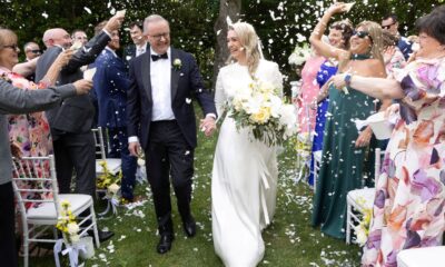 Celebrations as Anthony Albanese and Jodie Haydon get married in Canberra. Pic: Reuters