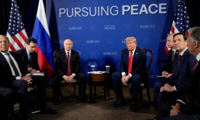 Donald Trump meeting Vladimir Putin in Alaska in August. Pic: AP