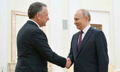 Steve Witkoff with Vladimir Putin - they are set to meet again next week. Pic: Reuters