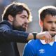 GLASGOW, SCOTLAND - AUGUST 09: Rangers&#39; Nicolas Raskin (R) with Head Coach Russell Martin as he is substituted on during a William Hill Premiership match between Rangers and Dundee at Ibrox Stadium, on August 09, 2025, in Glasgow, Scotland. (Photo by Rob Casey / SNS Group)