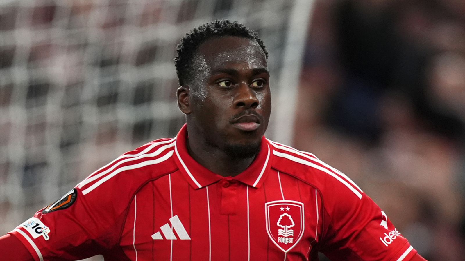 Nottingham Forest's Arnaud Kalimuendo celebrates scoring their side's second goal of the game during the UEFA Europa League,
