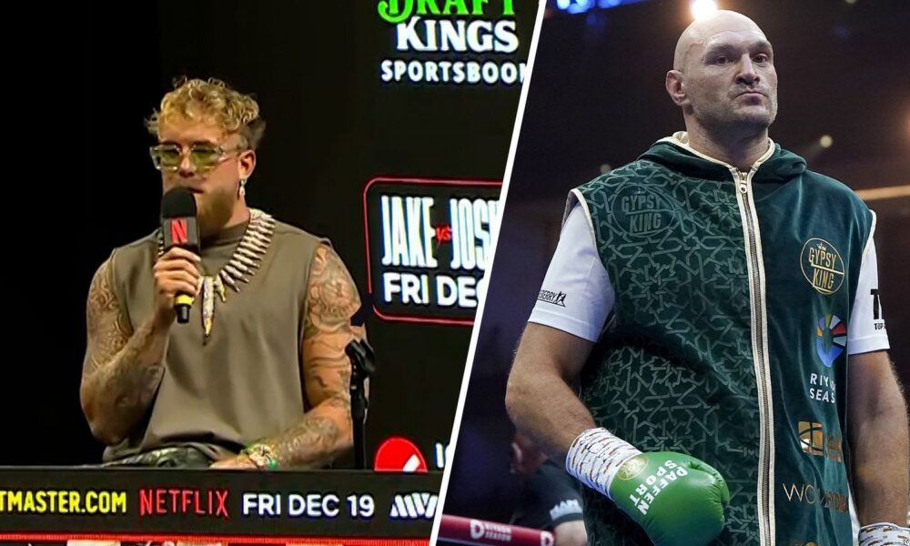 Jake Paul calls for a fight against Tyson Fury in 2026 in his press conference ahead of his fight against Anthony Joshua. Credit: MVP/Netflix