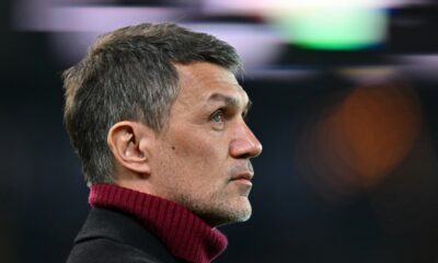 UDINE, ITALY - MARCH 18: Paolo Maldini, Technical Director of AC Milan, looks on prior to the Serie A match between Udinese Calcio and AC Milan at Dacia Arena on March 18, 2023 in Udine, Italy. (Photo by Alessandro Sabattini/Getty Images)