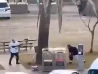 Incredible moment brave bystander tackles Bondi Beach gunman after mass shooting