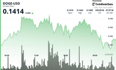 Dogecoin Holds $0.14 Floor as Network Activity Hits 3-Month High