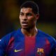 Marcus Rashford looks on during a Barcelona match