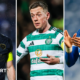 Hearts captain Lawrence Shankland, Celtic skipper Callum McGregor and Rangers captain James Tavernier