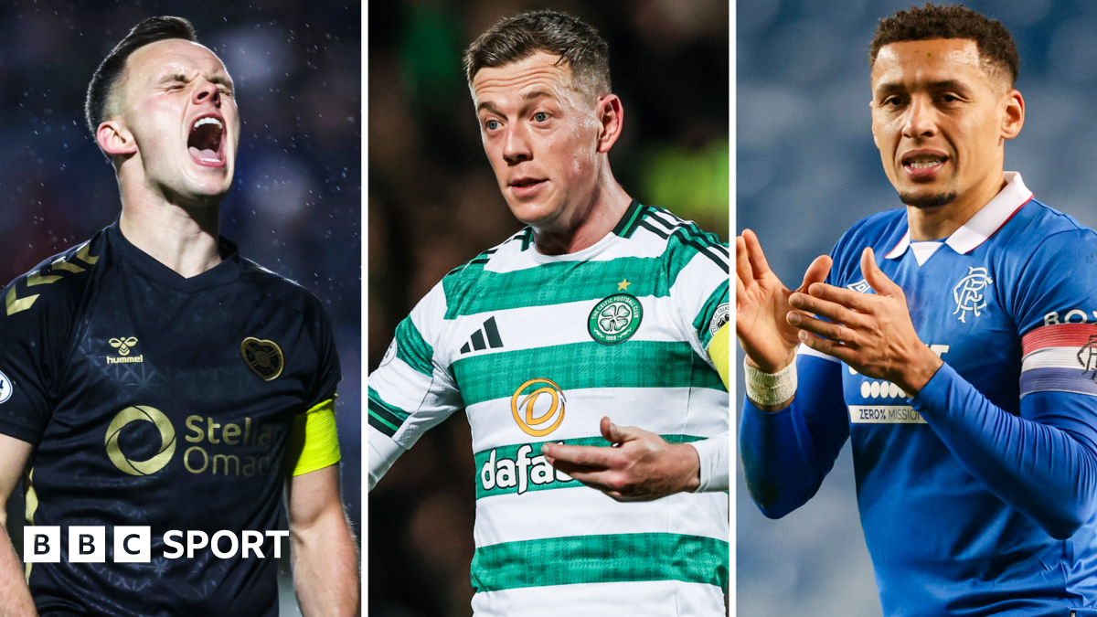 Hearts captain Lawrence Shankland, Celtic skipper Callum McGregor and Rangers captain James Tavernier