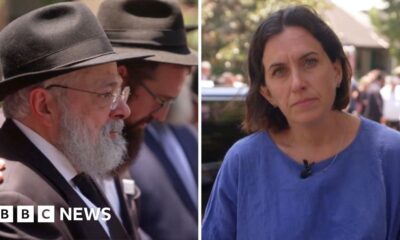 BBC outside Rabbi Schlanger's funeral as mourners pay tribute