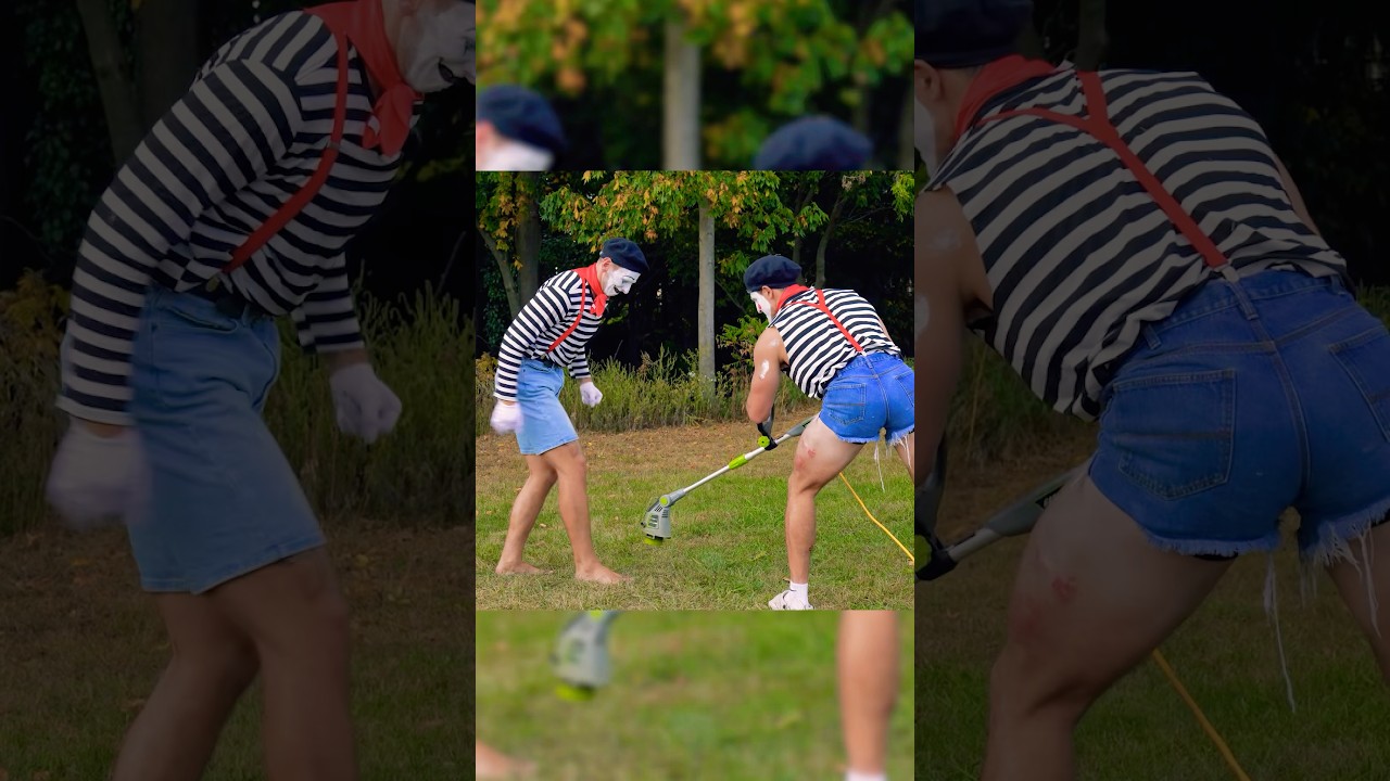 Mimes VS Weed Wackers! #shorts #funny #entertainment