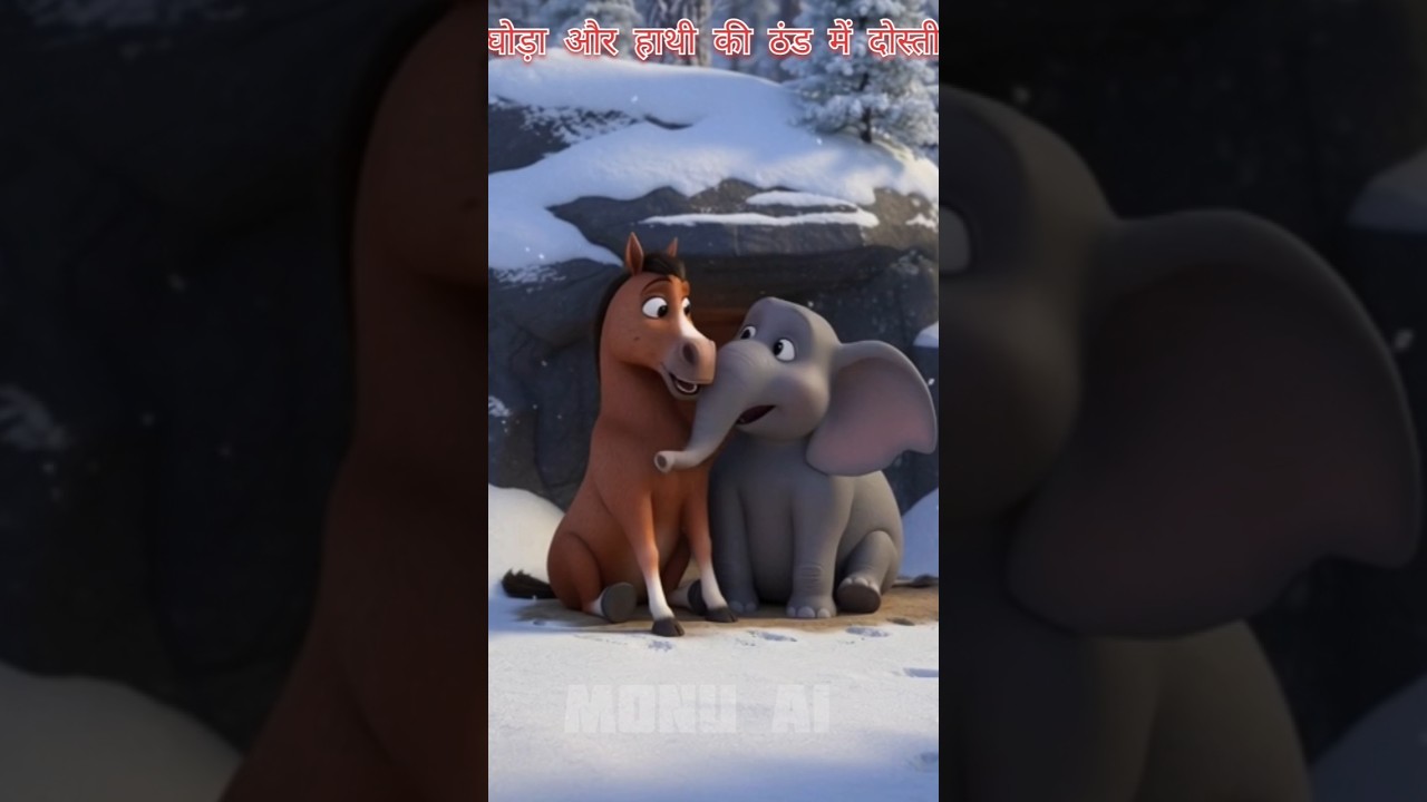 घोड़ा और हाथी की ठंड में दोस्ती |#aivideo #kidsstory #entertainment #viralvideo #hindstory #horse