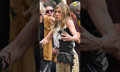 Jennifer Aniston gets oil thrown on her while filming 'The Morning Show' #shorts
