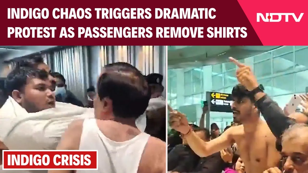 Indigo Flights News Today | IndiGo Chaos: Angry Passengers Remove Their Shirts In Protest