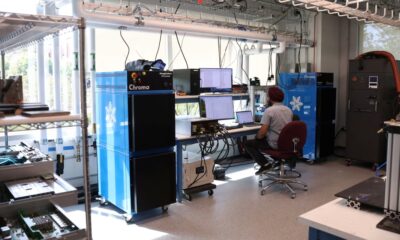 A Broadcom employee tests networking chips in San Jose, Calif.