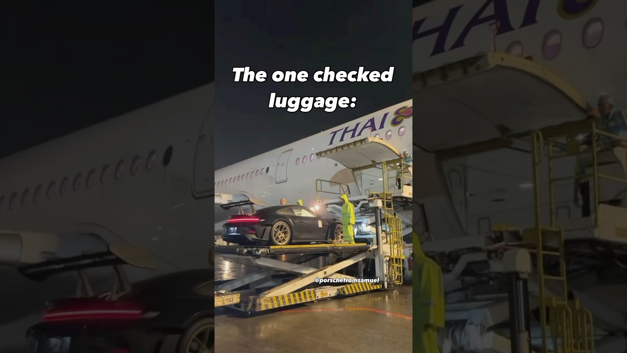 I like to travel with only one checked bag…🧳 #porschegt3rs #porsche #travelling