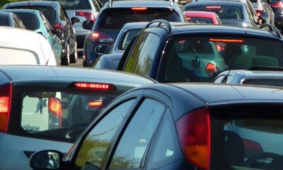 Traffic queues on major road into York