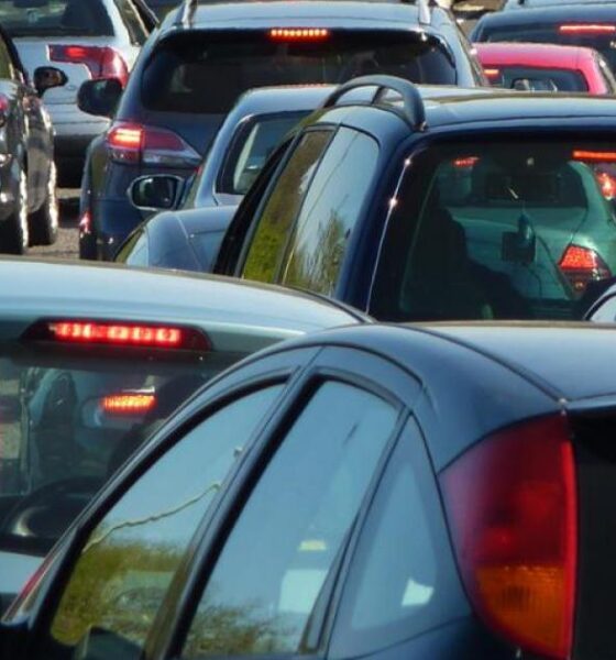 Traffic queues on major road into York