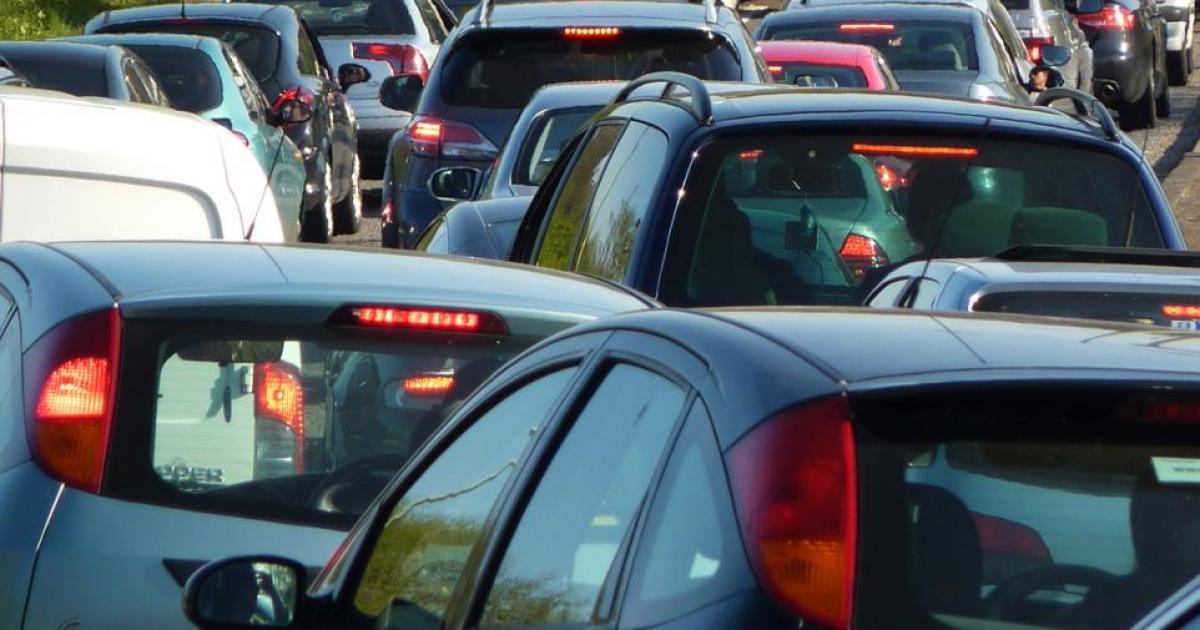 Traffic queues on major road into York