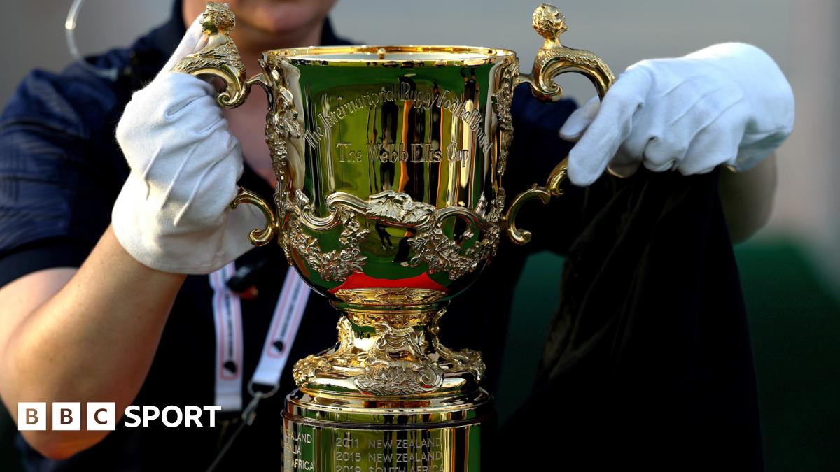 England players walk past the World Cup trophy after defeat by South Africa in the 2019 final