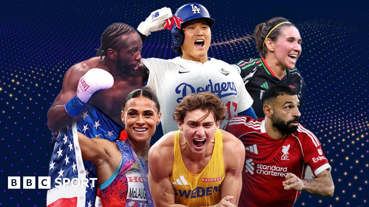 A graphic showing images of Mariona Caldentey, Terence Crawford, Armand Duplantis, Sydney McLaughlin-Levrone, Shohei Ohtani and Mohamed Salah