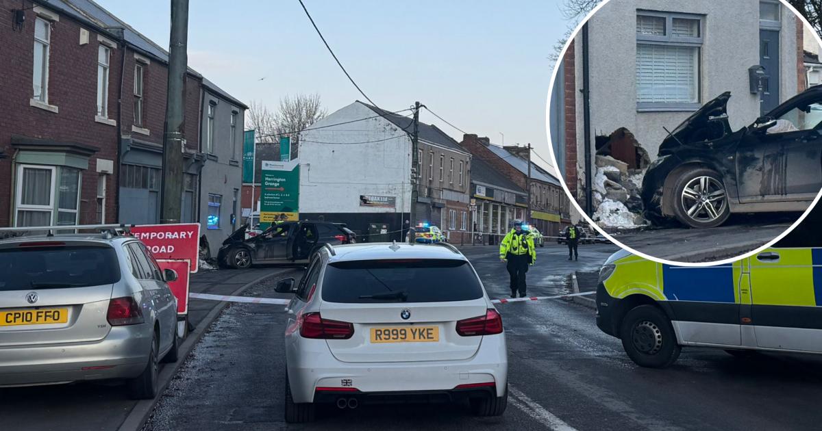 LIVE: North East road closed as police on scene after car crashes into house - updates