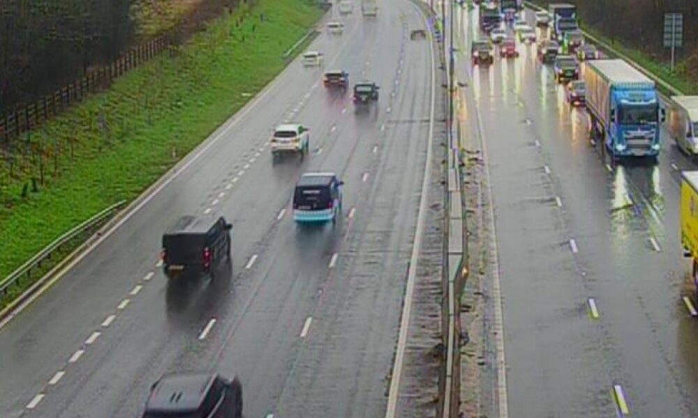 Motorway lanes shut near airport due to flooding  - live updates