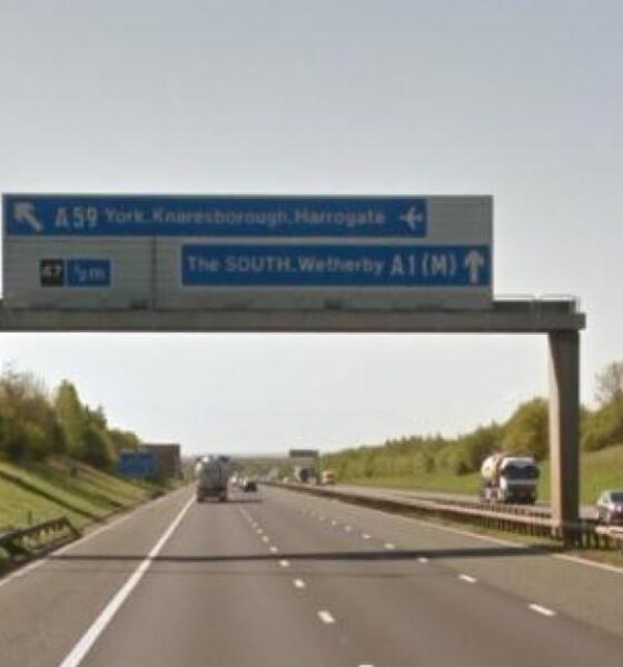 BMW occupants trapped inside car on busy North Yorkshire motorway