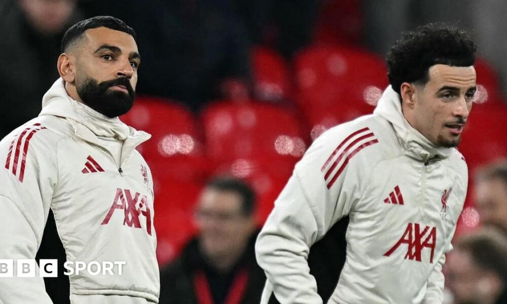 Liverpool players Mohamed Salah and Curtis Jones