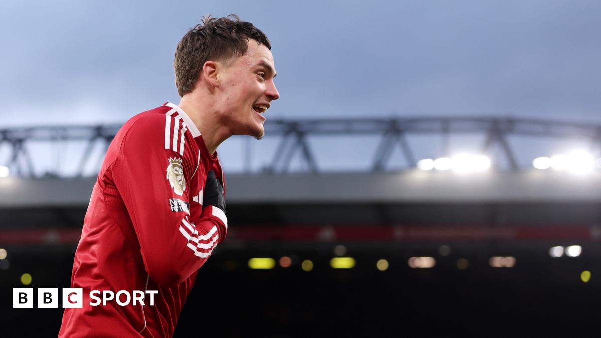 Florian Wirtz celebrates as he puts Liverpool 2-0 up against Wolves