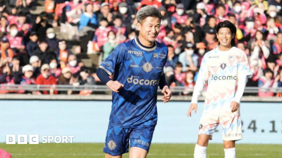 Kazuyoshi Miura running off after scoring