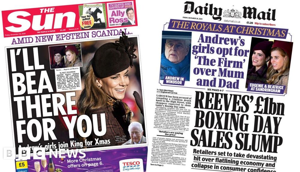 'I'll Bea there for you' and 'Boxing Day sales slump'