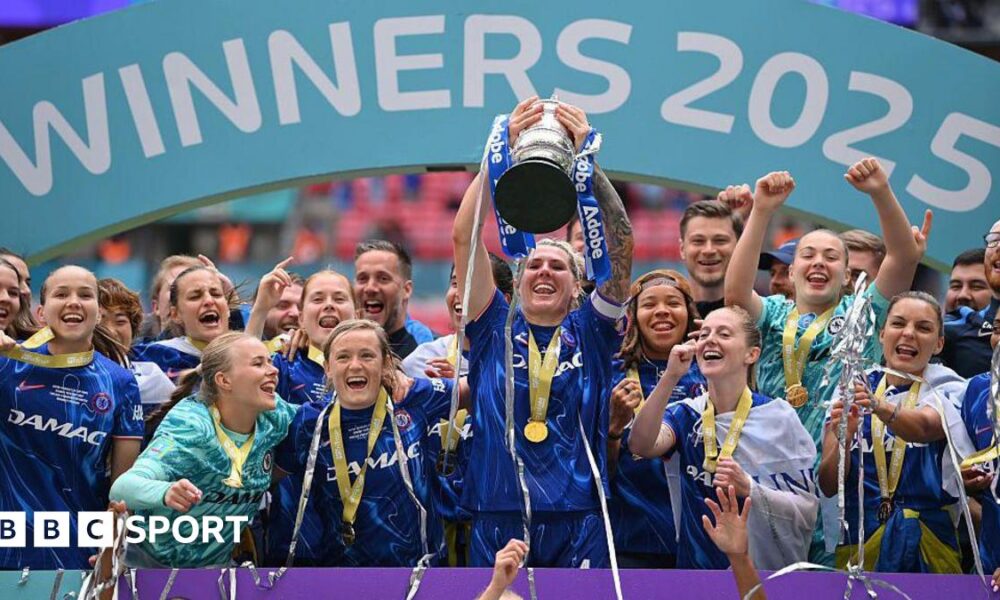 Chelsea celebrate winning the FA Cup in May