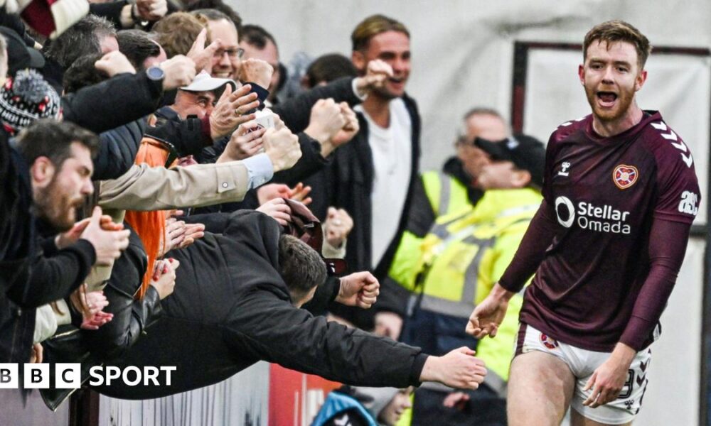 Stuart Findlay celebrates scoring for Hearts