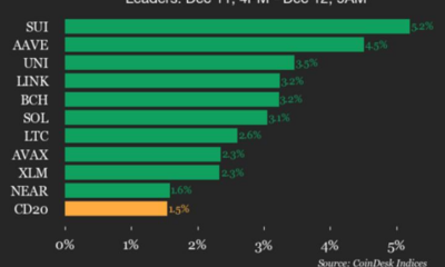 SUI Gains 5.2%, Leading the Index Higher