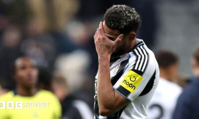 Joelinton reacts after Newcastle United's draw against Tottenham Hotspur at St James' Park on 2 December, 2025