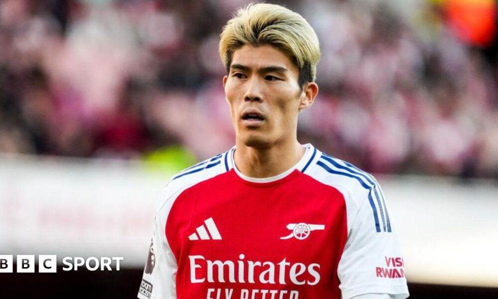 Takehiro Tomiyasu playing for Arsenal