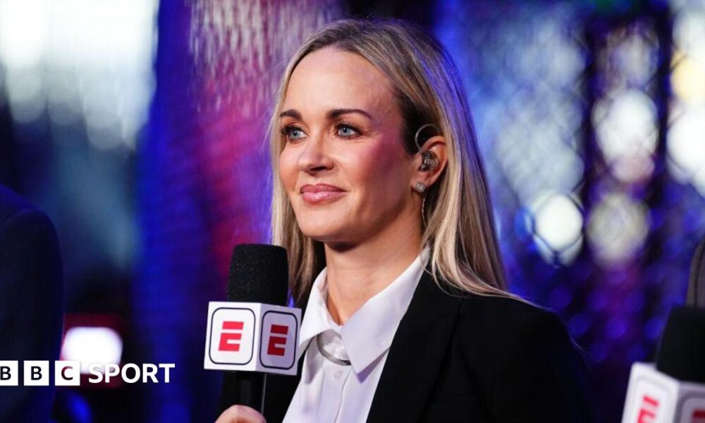 Laura Sanko working on the UFC broadcast team