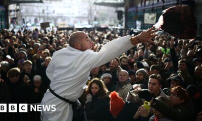 Waterskiing Santas and giant cuts of meat