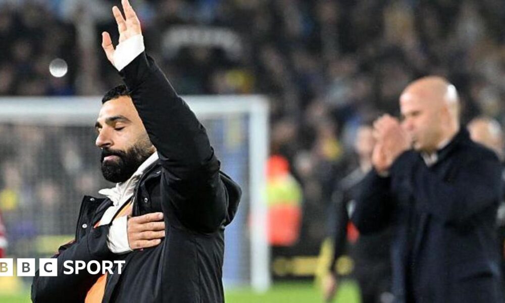 Mohamed Salah waves to Liverpool fans at Elland Road before launching a public attack on head coach Arne Slot and the club.