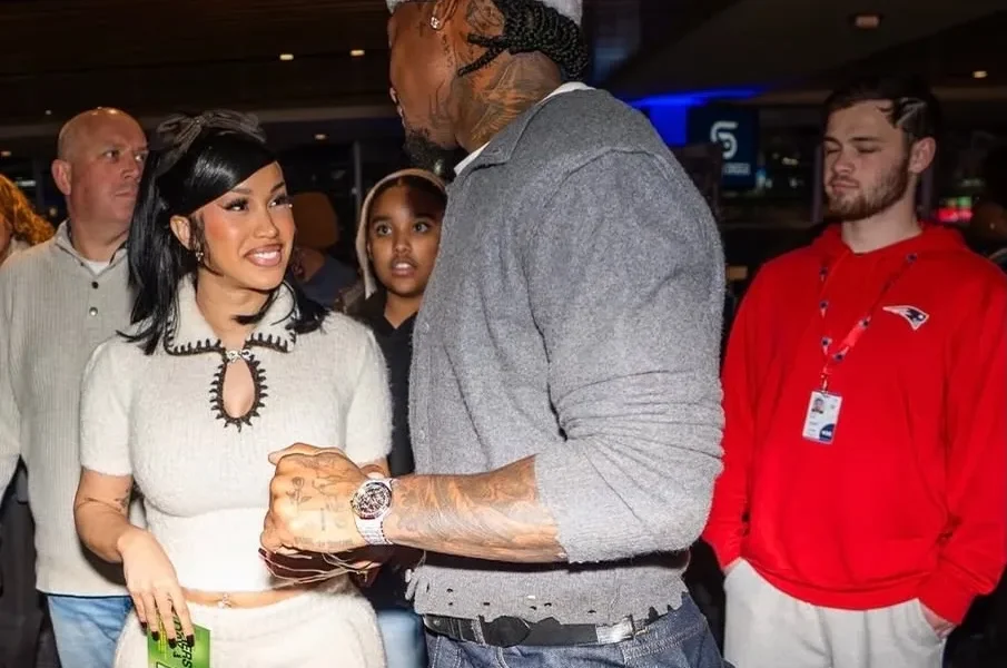 Cardi B Wears Ivory Chanel Coco Neige Cashmere and Alpaca Knit Set with Matching Trousers at Stefon Diggs’ Wellness Wonderland Event