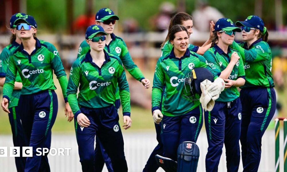 The Ireland cricket team during their defeat in the second T20 with South Africa