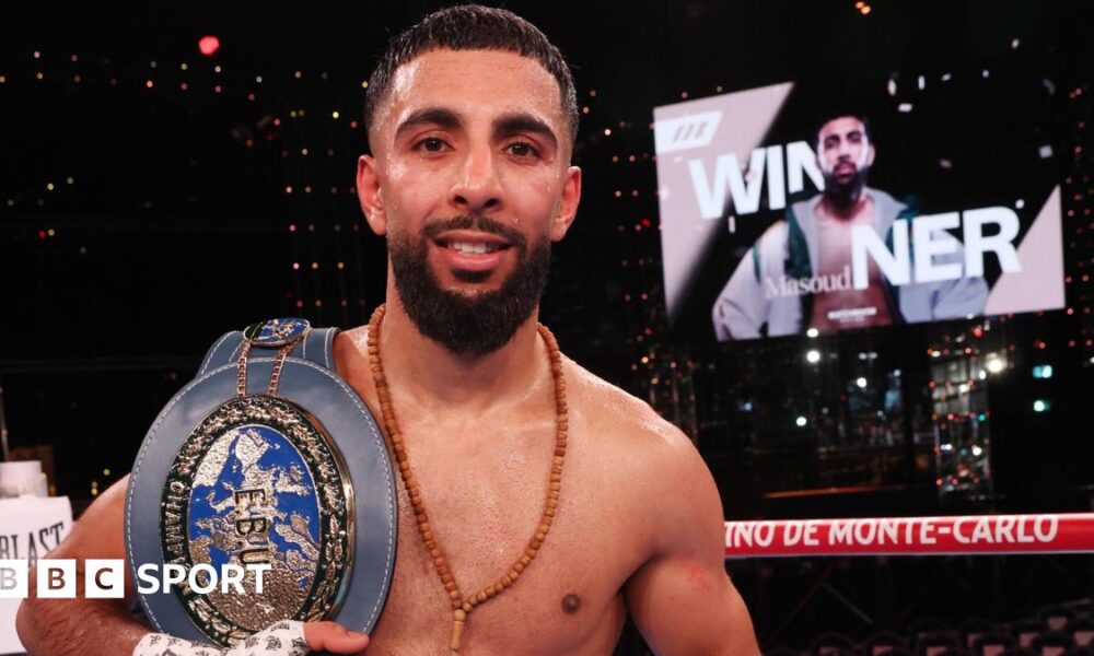 Shabaz Masoud poses with his European super-bantamweight title belt
