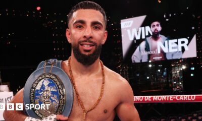 Shabaz Masoud poses with his European super-bantamweight title belt